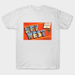 Greetings from Key West Florida, Vintage Large Letter Postcard T-Shirt